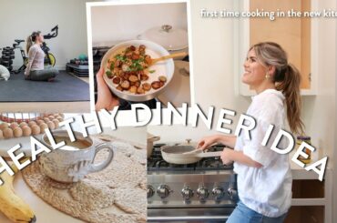 VLOG: Hormone Health Update, BEST Healthy Dinner Recipe, cook in the NEW kitchen, at-home workout!