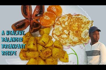 Healthy Breakfast Recipe from Scratch | How to make Pan Roasted Potato wedges, Eggs, Fruits & Coffee
