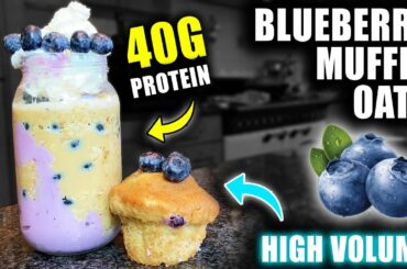 *BLUEBERRY MUFFIN* OVERNIGHT OATS | High Protein, Healthy Breakfast Recipe #shorts