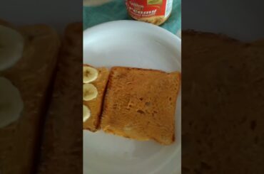 Healthy Breakfast l Peanut butter,  Bread, Banana and Nuts l