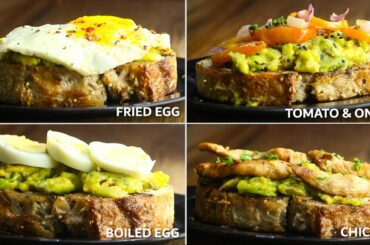 5 HEALTHY AVOCADO TOAST RECIPE (Eggs, Chicken, Tomato, Onion & Aragula)