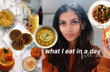 what I eat in a day! fall healthy recipes + pumpkin flavor foods