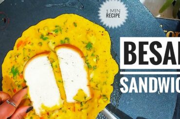 Poratassi omlette |Easy and healthy Masala Besan Sandwich toast |Quick Veg omelette  |1min  recipe