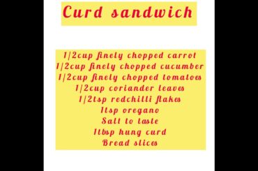 No fire no cook healthy & easy breakfast recipe CURD SANDWICH