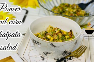 paneer and corn chatpata salad | healthy salad | Treasured Table
