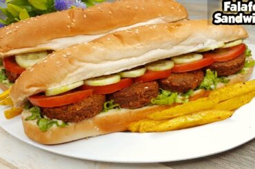 Mediterranean Falafel Sandwich Recipe | Falafel Sandwich | Arabic Street Food Falafel Sandwich