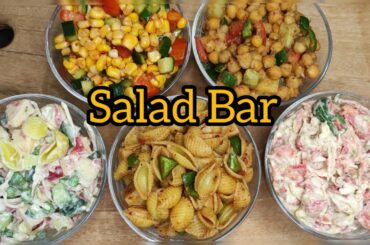 Salad Bar Restaurant Style/5 Different Salad By BiBi's Kitchen/Healthy Salad Recipe/Russian Salad