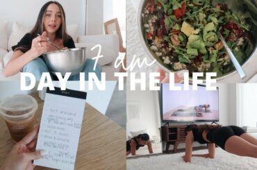 7AM DAY IN MY LIFE: at home workout, healthy breakfast recipe, apartment decor shopping