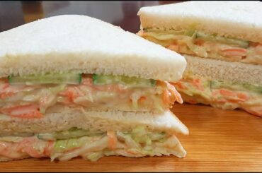 HEALTHY COLESLAW SANDWICH RECIPE | HOW TO MAKE COLESLAW SANDWICH WITH CUCUMBER | QUICK & EASY RECIPE