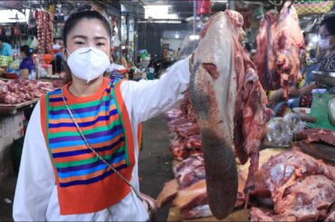 Market show, Yummy braised cow tongue eat with bread recipe / Buy ingredient from market for cooking