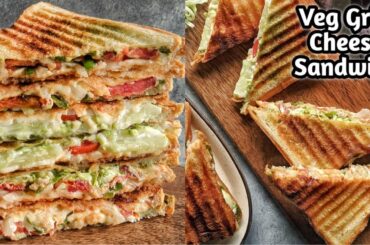 Veg Grill Sandwich recipe | Street style grill cheese Sandwich | Cheesy Stuffing | Kitchen Flames