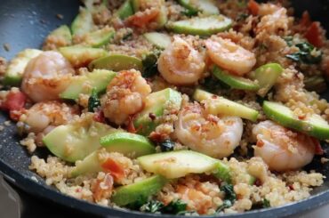 15 Minute Easy Quinoa And Shrimp  /  Quick And Healthy Dinner