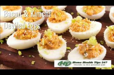 Lose Weight Healthy Recipes: Keto Bacon and Kimchi Deviled Eggs #shorts