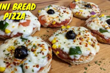 Bread Pizza Recipe Without Oven | Mini Bread Pizza On Tawa | Quick and Easy Mini Pizza Recipe