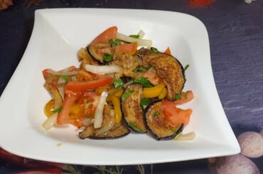 Tomato Eggplant and Pepper Salad is so tasty and healthy! Simple salad recipe