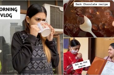Saalon ki mehnat , Healthy dark chocolate recipe | Winter MORNING VLOG