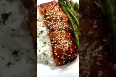 #Delicious Salmon Fish Honey Garlic glazed& seesome seeds#healthy#dinner#short