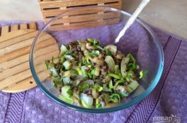 Lentil salad with eggplant and pepper. A good recipe