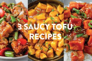 3 SAUCY TOFU RECIPES | Easy Vegan Orange, Ginger Sesame, Sweet & Spicy Tofu + HOW TO COOK TOFU