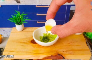 How to Make Tiny Spicy Green Salad ! Miniature Cooking