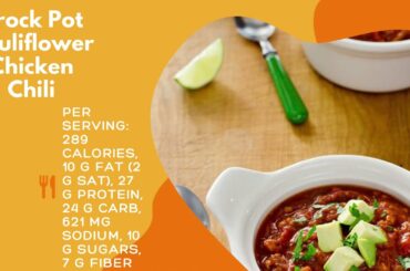 Crock Pot Cauliflower Chicken Chili| Healthy Dinner Recipes | Lose Weight | low calorie | chicken