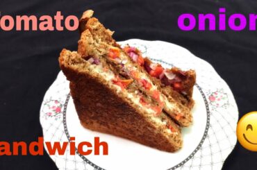 How To Make Tomato Onion Sandwich Recipe/Without Cheese Sandwich Recipe/Healthy Breakfast Recipe