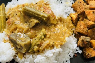 Healthy lunch recipe/Easy lunch box recipe/Sambar &Valakkai varuval/Tiffen box recipe