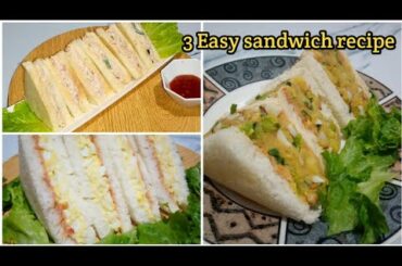 3 easy sandwich recipe|healthy sandwich recipe|simple bread sandwich best for school lunch box