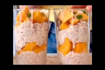 Mango Overnight Oats. Healthy Breakfast Recipe. Fast Breakfast Ideas. Overnight Oatmeal Recipe