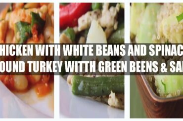 Healthy recipes ideas quinoa salad & Beans vegetables with meat