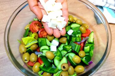 The most delicious Greek salad! I never get tired of eating this salad! Healthy Salad.