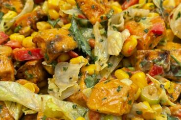 Sweet potato fajita salad with avocado crema #shorts