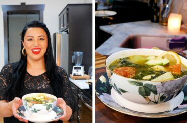 Light Vegetable kale Salmon Soup Recipe | Receta de Caldo para Adelgazar