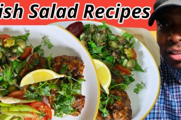 delicious fish salad with avocado and cucumber salad. Easy and healthy salad recipes