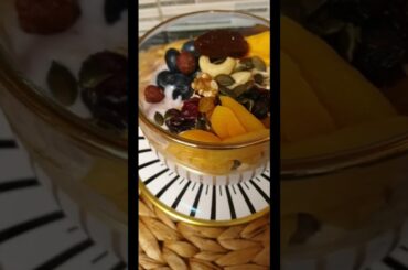 Raspberry yogurt with oats #breakfast#healthy#breakfast recipes#fruits#yogurt#nuts#dates#lunchtime#