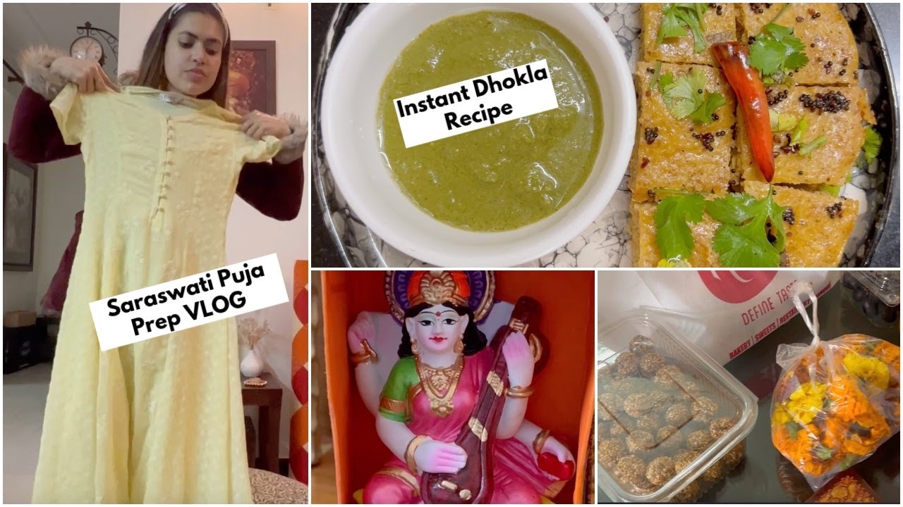 Healthy Instant DHOKLA Recipe for weight loss + Saraswati puja 2022 / Basant Panchami prep VLOG Healthy Instant DHOKLA Recipe for weight loss + Saraswati puja 2022 / Basant Panchami prep VLOG