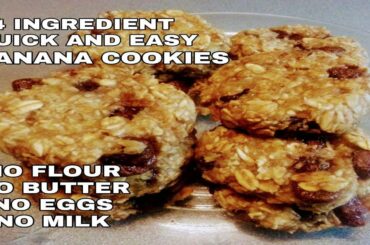4 Ingredient Healthy Banana Cookies Quick and Easy Oatmeal Chocolate Chip Recipe Step by Step Tips