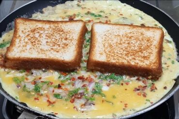 Breakfast | Healthy breakfast | Less ingredients bread omlette |Bread omlette recipe|Sandwich recipe