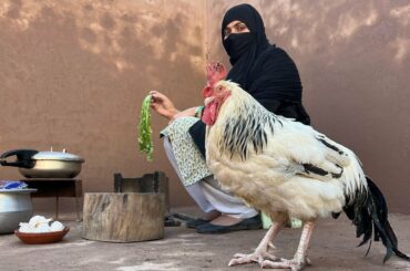 tari wala chicken curry in pressure cooker , village famous red country chicken curry eating , salad