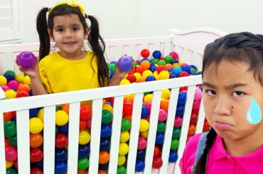 Jannie and Ellie Ball Pit Party and Play Outside | Fun Kids Activities Outdoors and Park