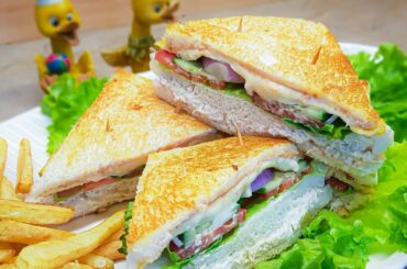 Chicken cheese sandwich | chicken spread sandwich | healthy sandwich for kids | de little kitchen