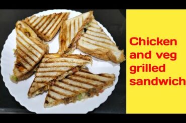chicken and veg grilled sandwiches @ Healthy taste. must try recipe. Double layer grill sandwich.