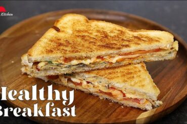 Breakfast Recipe | Less Ingredient Breakfast Recipe | Healthy Breakfast Cheese Egg Sandwich Recipe