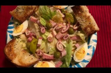 Healthy, Delicious, Easy to make Mediterranean Antipasto Salad with Garlic Bread recipe