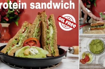 High Protein Veg Sandwich|Oil Free Healthy Sandwich For Weight Loss|