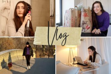 DAY IN THE LIFE - DYSON AIRWRAP REVIEW, HEALTHY SNACK RECIPE, GROCERY HAUL & NEW SKINCARE