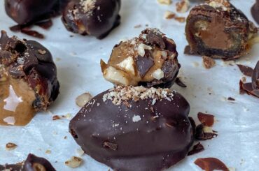 chocolate-covered dates with almond | Emily Mariko, Healthy Snack Idea from TikTok ASMR