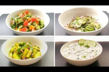 Healthy and Easy Cucumber Salads | 4 Variety Cucumber Salads for Weight Loss |  Cucumber Salads