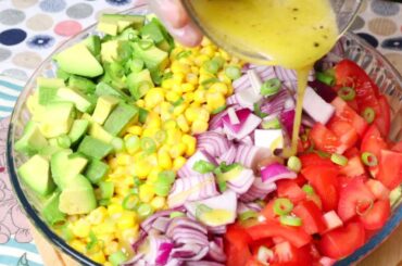 HEALTHY AVOCADO VEGGIE SALAD Dressed With Olive OIL For Quick & Easy Avocado Salad | Healthy Recipe