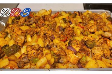 EASY OVEN ROASTED CHICKEN & VEGETABLES|HEALTHY & DELICIOUS DINNER/LUNCH RECIPE| SPICY CHICKEN VEGIES